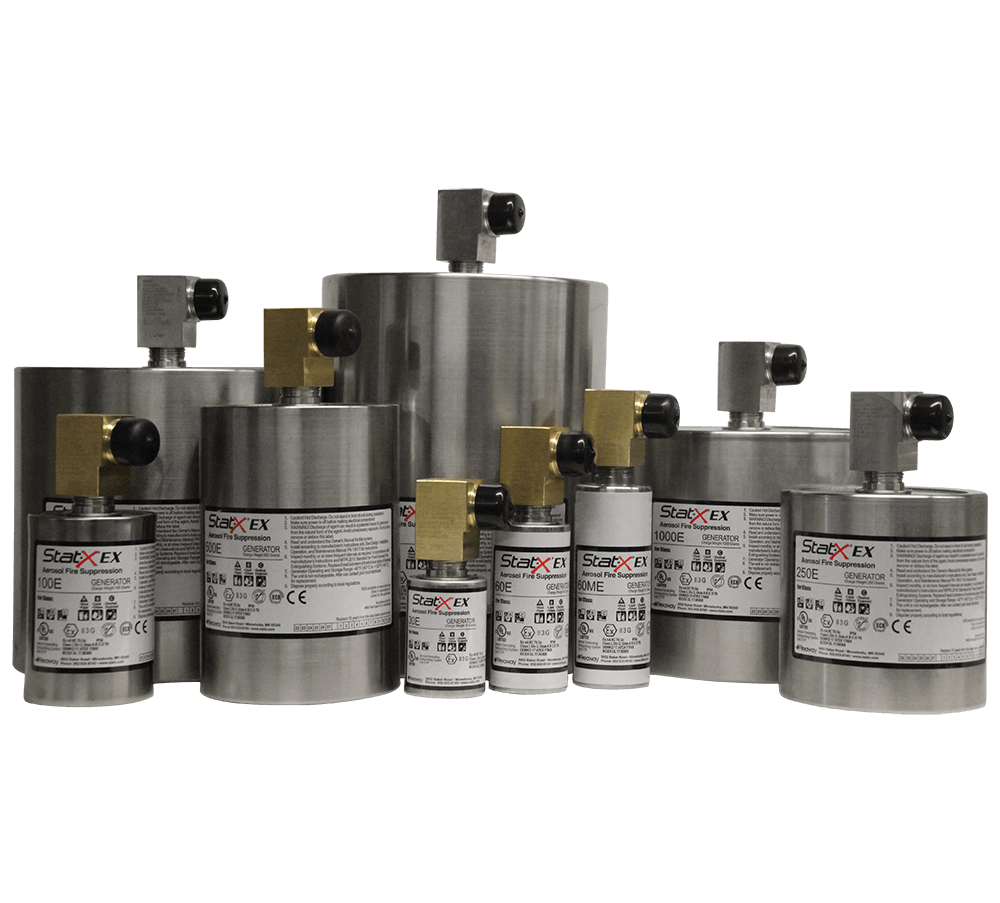 Stat-X EX Aerosol-Löschgeneratoren für explosionsgefährdete Bereiche – Serie von 60E bis 1000E mit IECEx und ATEX Zulassung